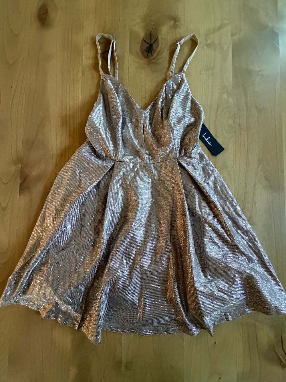 Lulus Metallic Shimmer Skater Dress Small